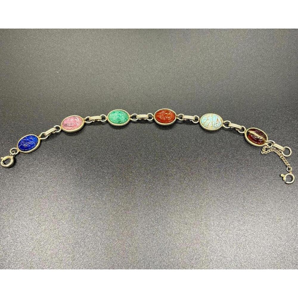 Vintage Egyptian Revival Scarab Bracelet